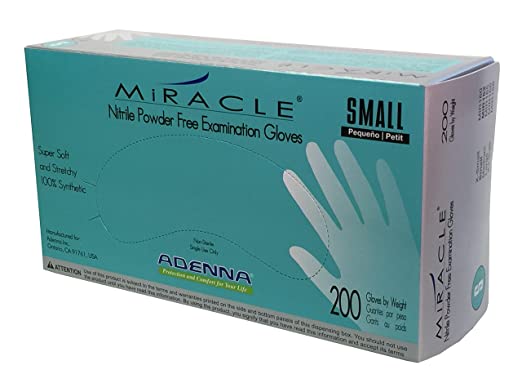 Adenna MIR162 Miracle Nitrile Exam Gloves Powder Free Textured Small 200/Bx Adenna MIR162 Miracle Nitrile Exam Gloves Powder Free Textured Small 200/Bx